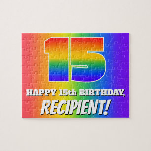 Puzzle 15e anniversaire — Motif Rainbow multicolore "15"