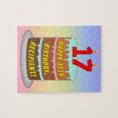 Puzzle 17e anniversaire : Gâteau et bougies amusants + No (Horizontal)