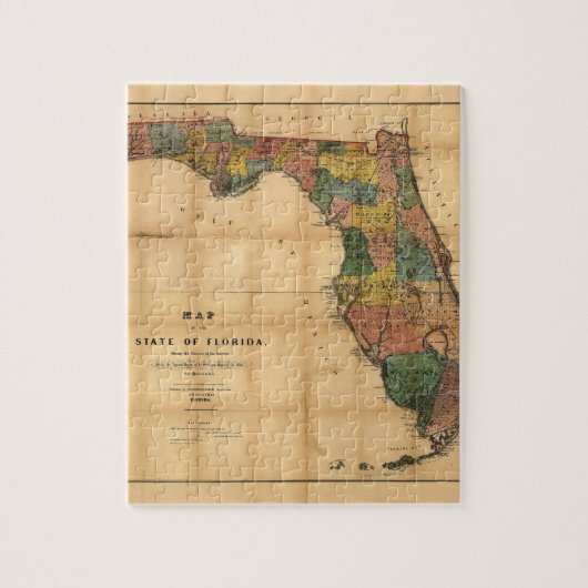 Puzzle 1856 Carte de l'État de Floride par Columbus Drew (Vertical)