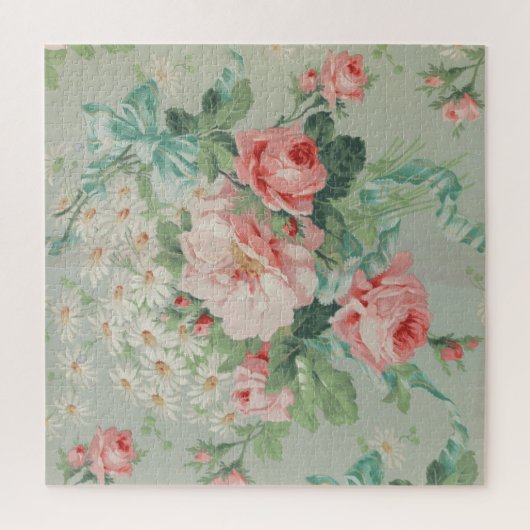 Puzzle 1890 British Vintage Fabric Roses & Daisies (Vertical)