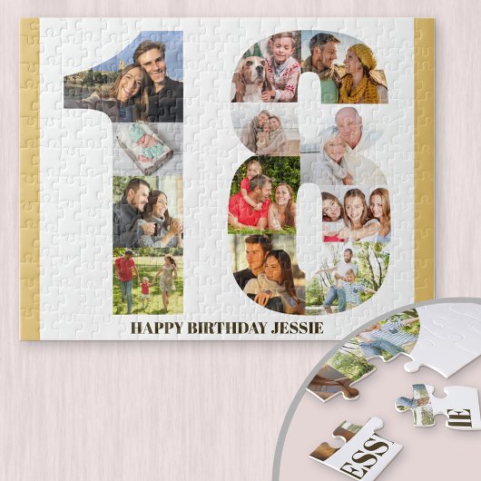 Puzzle 18e anniversaire Collage photo Neutre Numéro 18