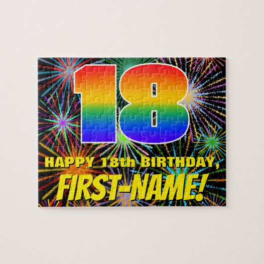Puzzle 18e anniversaire : Feu d'artifice festif amusant e (Horizontal)