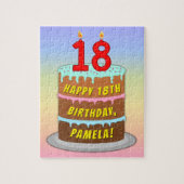 Puzzle 18e anniversaire : Fun Cake and Candles + Nom pers (Vertical)