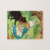 Puzzle 1905 petite fille met l'arc sur son chat noir (Horizontal)