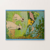 Puzzle 1914 deux chiens et un petit chat blanc (Horizontal)