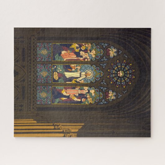 Puzzle 1923 Affiche D'Une Église Avec Fenêtre En Verre Ti (Horizontal)