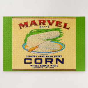 Puzzle 1930s Marvel canned corn label