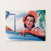 Puzzle 1940 belle femme en voiture (Horizontal)