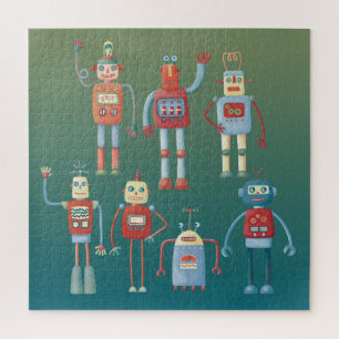 Puzzle 1950 Style mignon Robots rétro amusants