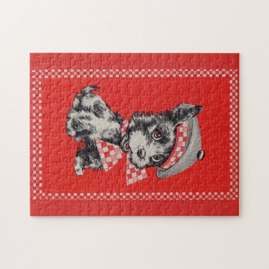 Puzzle 1950s Scottie dog in red (Horizontal)