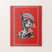 Puzzle 1950s Scottie dog in red (Vertical)