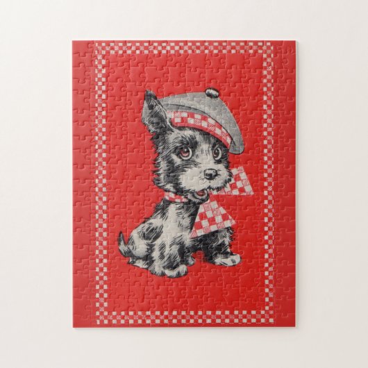 Puzzle 1950s Scottie dog in red (Vertical)