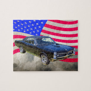 Puzzle 1967 Pontiac GTO et drapeau américain
