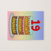 Puzzle 19e anniversaire : Fun Cake and Candles + Nom pers (Horizontal)