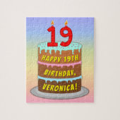 Puzzle 19e anniversaire : Fun Cake and Candles + Nom pers (Vertical)