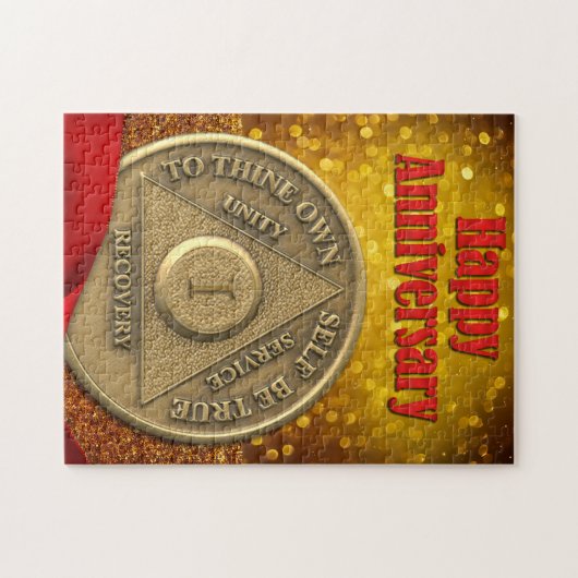 Puzzle 1 an AA Parties scintillant de pièce Joyeux Annive (Horizontal)