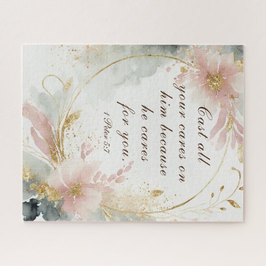 Puzzle 1 Pierre 5:7 Jetez toutes vos soucis sur lui Bible (Horizontal)