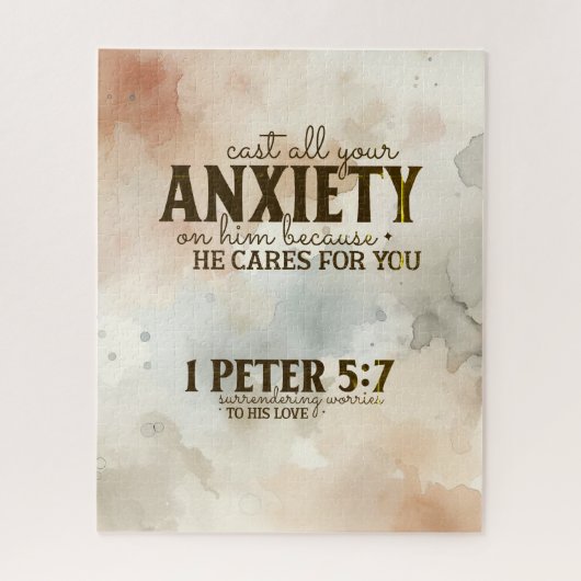Puzzle 1 Pierre 5:7 Posez votre anxiété sur lui Bible Ver (Vertical)