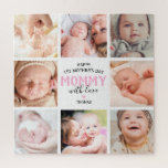 Puzzle 1ère photo de la fête des mères<br><div class="desc">Joli puzzle de la journée des mères personnalisées avec 8 photos de famille des enfants,  le mignon dicton "joyeuse maman du jour de la 1ère mère avec amour",  un coeur rose,  et le nom de l'enfant.</div>
