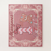 Puzzle 1st Valentine's Day Teddy Bear Bow Floral Motifs  (Vertical)