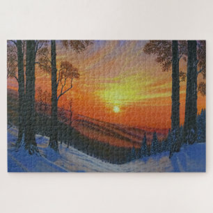 Puzzle 20"x30" - "Coucher de soleil sur la forêt e