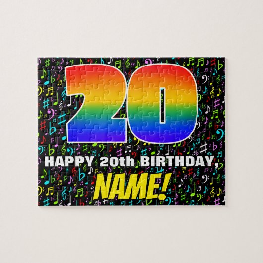 Puzzle 20e anniversaire — Symboles de musique amusants et (Horizontal)