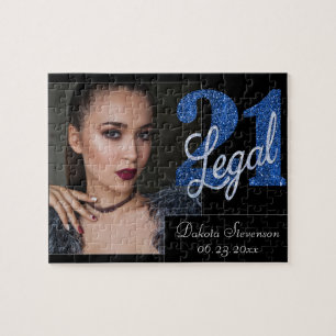 Puzzle 21 and Legal Blue Faux Glitter Photo Keepsake