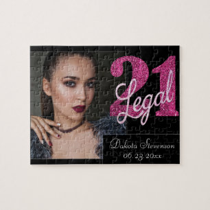 Puzzle 21 and Legal Pink Faux Glitter Photo Keepsake