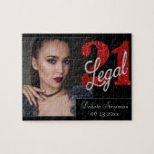Puzzle 21 and Legal | Red Faux Glitter Photo Keepsake (Horizontal)