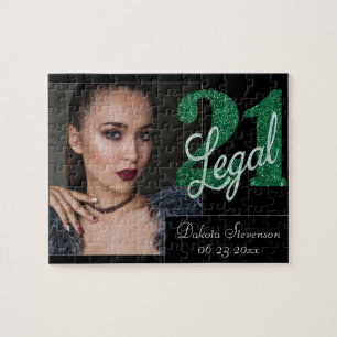 Puzzle 21 et juridique Green Faux Parties scintillant 2