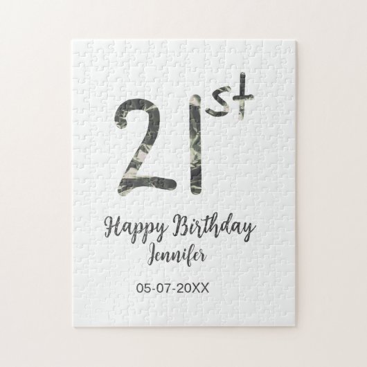 Puzzle 21e anniversaire ajouter nom date année noire modè (Vertical)