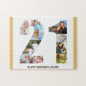 Puzzle 21e anniversaire Collage photo Neutre Numéro 21 (Horizontal)