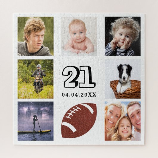 Puzzle 21st birthday 21 photo collage man guy white (Vertical)