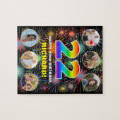 Puzzle 22e anniversaire : Arc en ciel amusant #, Nom pers (Horizontal)
