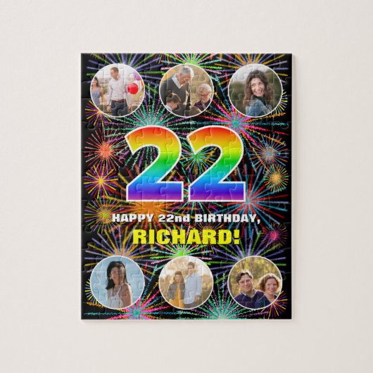 Puzzle 22e anniversaire : Arc en ciel amusant #, Nom pers (Vertical)