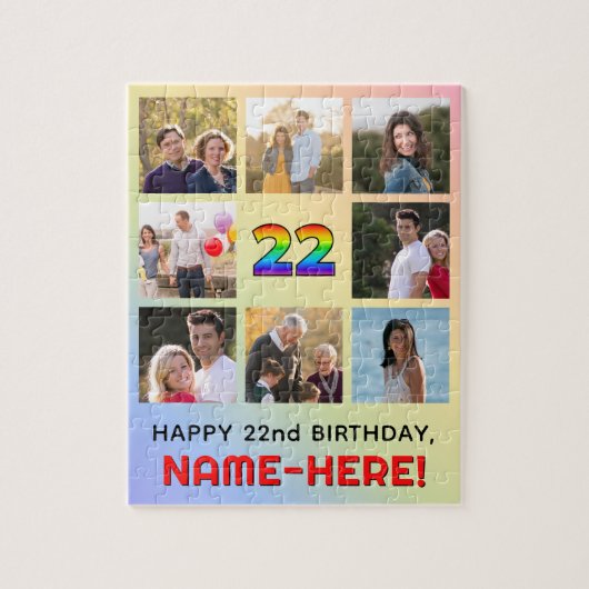 Puzzle 22e anniversaire : Arc en ciel amusant #, Nom pers (Vertical)