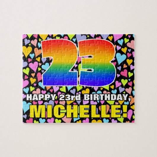 Puzzle 23e anniversaire — Formes de coeur amusantes et ai (Horizontal)