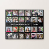 Puzzle 24 Photo Collage avec nom de famille Date - noir (Horizontal)