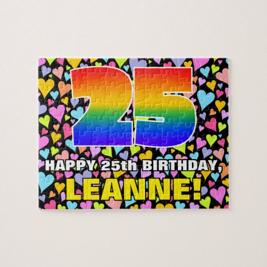 Puzzle 25e anniversaire — Formes de coeur amusantes et ai (Horizontal)