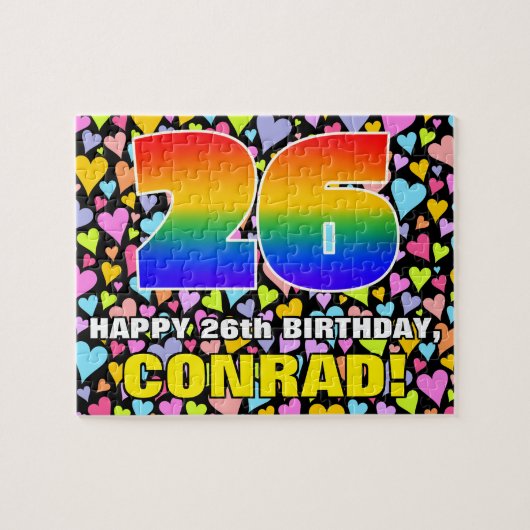 Puzzle 26e anniversaire — Formes de coeur amusantes et ai (Horizontal)