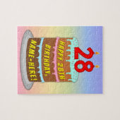 Puzzle 28th Birthday : Fun Cake and Candles + Custom Name (Horizontal)