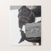 Puzzle 2 Chevaux à mâcher sur une clôture (Vertical)