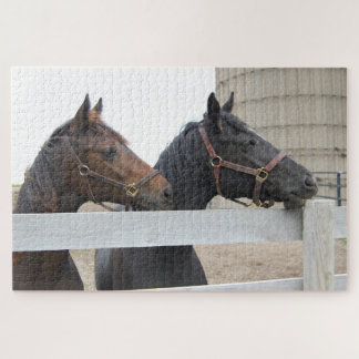 Puzzle 2 Chevaux regardant sur la clôture