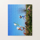 Puzzle 2 Fubby qui plantent une sphère de crocus. (Vertical)