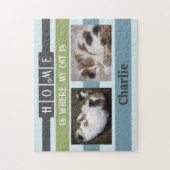 Puzzle 2 photo maison est chat ou chien ajouter nom gris (Vertical)