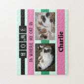 Puzzle 2 photo maison est chat ou chien ajouter nom noir (Vertical)