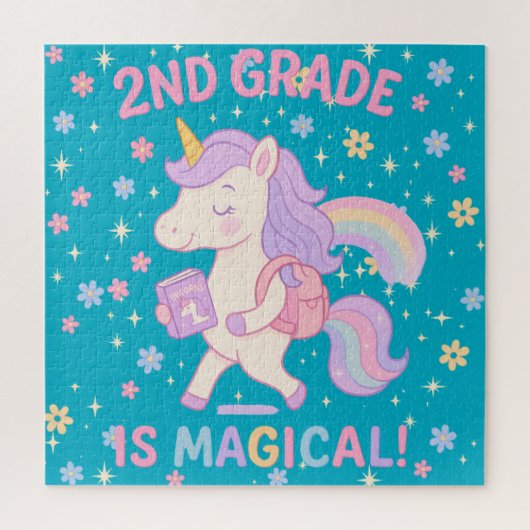 Puzzle 2e année est magique Retour à l'école Unicorn (Vertical)