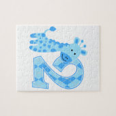 Puzzle 2ème anniversaire Giraffe Bleue (Horizontal)