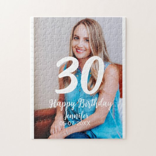 Puzzle 30e anniversaire ajouter nom date année photo blan (Vertical)