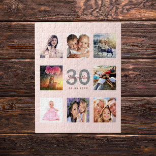 Puzzle 30e anniversaire sur mesure photo rose or rose